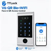 Pengontrol Akses Kode QR Pengenal Wajah TTLock Bluetooth WiFi Pembaca Kartu MF Tahan Air IP66 V6-QR