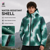 Veste d'extérieur tendance tie-dye verte pour homme, coupe-vent légère, capuche réglable, poches utilitaires, veste à capuche personnalisée