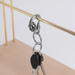 Porte-clés en acier inoxydable avec breloques tête de fantôme pour hommes, accessoires de style hip-hop, porte-clés promotionnel - Product Image 3