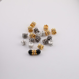 Double-sided Crown Flower Spacer Bead Alloy Plated Silver Gold Black For <b>Bracelet</b> Making DIY Jewelry Accessories - Product Image 5