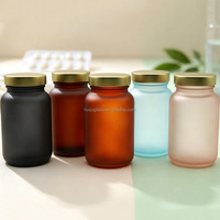 Bouteilles en verre givré vert de 100 ml et 120 ml pour comprimés et pilules, avec bouchon doré, bouteille de stockage pour capsules de compléments alimentaires