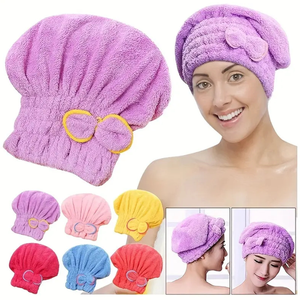 Serviette <span class=keywords><strong>de</strong></span> <span class=keywords><strong>bain</strong></span> coréenne mignonne pour femme, bonnet <span class=keywords><strong>de</strong></span> douche à séchage rapide en velours corail, vente en gros pour usage domestique - Product Image 4