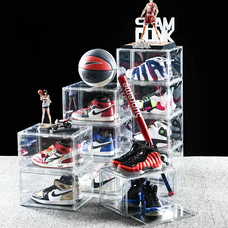 Acrylique clair boîtes à chaussures en plastique transparent baskets chaussures boîte de rangement organisateur