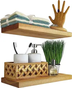Holzwand rahmen 100% Massivholz 1 Satz von 2 Wohnkultur groß für Wohnzimmer Küche Bad Schlafzimmer Floating Shelf