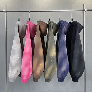 Vente en gros de sweat-shirts pour hommes en coton 100% de 420 GSM, lourds, unis, avec logo personnalisé, surdimensionnés, délavés au <span class=keywords><strong>soleil</strong></span>, vintage, délavés à l'acide - Product Image 5