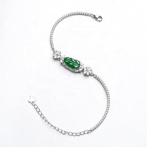 Bracelet en jade naturel en forme de feuille, argent S925, style chinois, bijoux pour femmes, design original, cadeau avec certificat d'évaluation D200 - Product Image 2