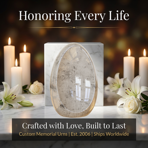 Elegante Urna Funeraria in Ceramica a Forma di Uovo, Stile Americano, Aspetto Roccia Naturale, per Ceneri Umane, Contenitore Decorativo per Cremazione - Product Image 2