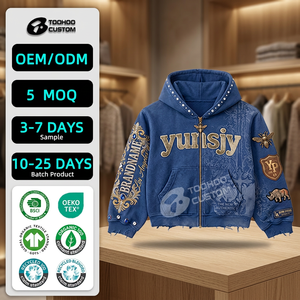 เสื้อฮู้ดดี้สั่งทำพิเศษ คุณภาพสูง 450GSM หนานุ่ม สำหรับฤดูหนาว สตรีทแวร์ผู้ชาย ทรงบ็อกซี่ วินเทจ ดีไซน์ขาดๆ โอเวอร์ไซส์ ผ้าฝ้าย 100% - Product Image 1