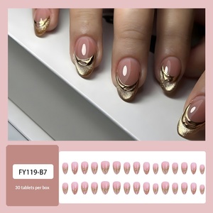 <span class=keywords><strong>Uñas</strong></span> Postizas 3D Tridimensionales <span class=keywords><strong>con</strong></span> Brillo <span class=keywords><strong>Dorado</strong></span>, Manicura Francesa Ultrafinas, Sin Rastro, Color <span class=keywords><strong>Rosa</strong></span> Nude, de Lujo, las Más Vendidas - Product Image 3