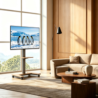 Support de télévision mobile sur pied, réglable en hauteur, avec étagère pour appareils, pour usage résidentiel intérieur multi-scènes