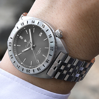 Montre-bracelet mécanique entièrement automatique de luxe haut de gamme pour hommes, en acier inoxydable, cadran en cristal saphir, résistante à l'eau, jour et date