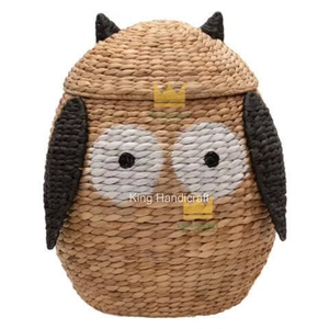 Panier de rangement en jacinthe d'eau tissé à la main en forme de hibou - Panier décoratif multifonctionnel pour salon, chambre et salle de bain - Product Image 3
