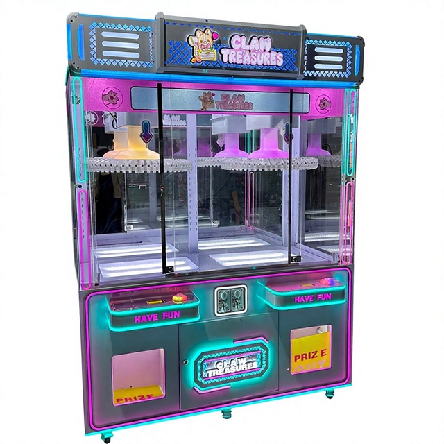 Clip Skill Coin Operated Game Arcade Machine Neo Spin Claw Crane and Clip Clamping Gift Machine With Prize Locker