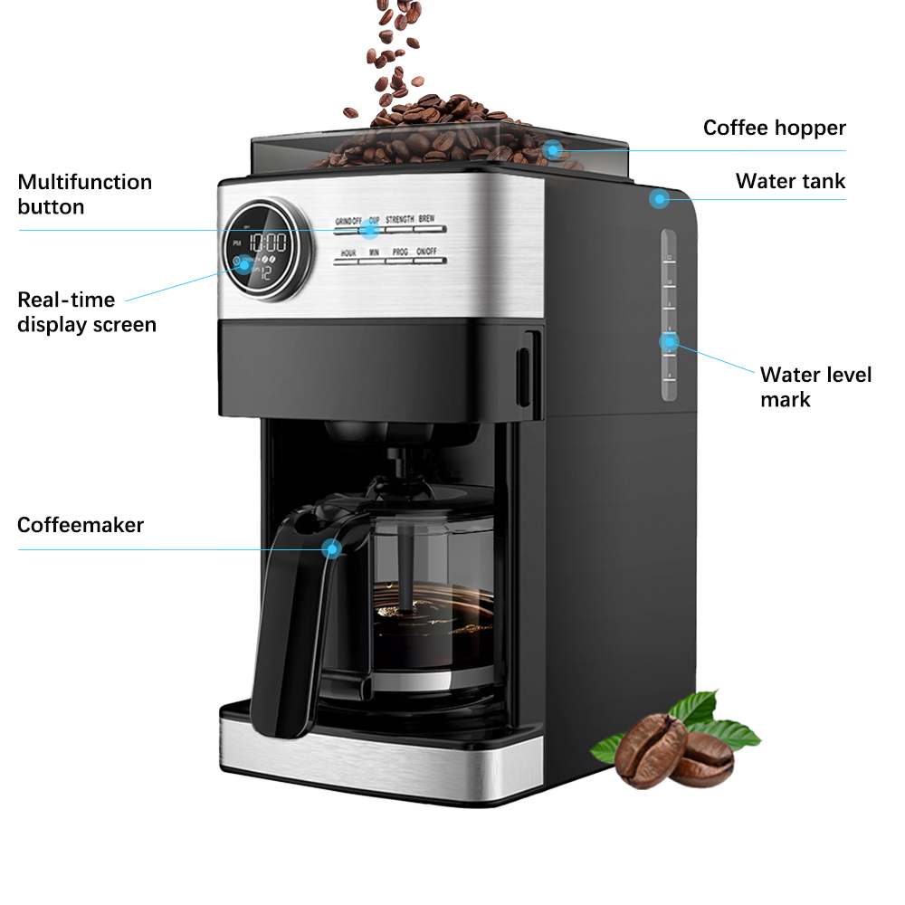 Novo Design Automático De Aço Inoxidável Comercial Elétrica Gotejamento Máquina De Cafeteira