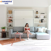Muebles de Salón Modernos Personalizados con Tapicería de Algodón y Madera, Sofá Cama Plegable Vertical Ahorrador de Espacio para Hotel