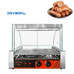 semi automatic Hot Dog Commercial 7 rollers Snack Equipment Red Electric Automatic Hot Dog Making Machine