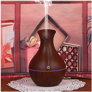 Taşınabilir ultrasonik Mist hava nemlendirici 7 renk LED gece lambası USB ahşap tahıl ev yatak odası difüzör üst elektrikli - Product Image 2