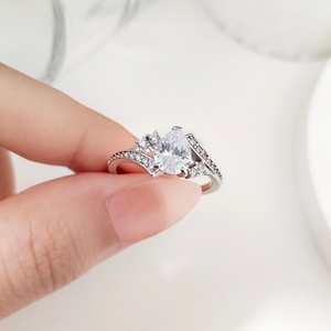 Bague éternelle en argent sterling 925 plaqué rhodium, bijoux fins pour mariage et fiançailles, diamant CZ taille poire, cadeau pour fête et anniversaire - Product Image 2