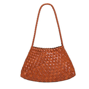 Sac à bandoulière en cuir tressé de première qualité en cuir de vachette, style français, vintage, tanné végétal, pour femme - Product Image 5