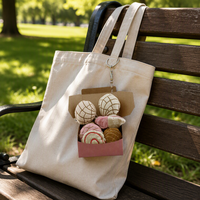 Porte-monnaie en peluche et porte-clés breloque en forme de pâtisserie Concha fraise