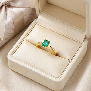 Nuevo Anillo de Oro Amarillo Sólido de 18K con Esmeralda Natural Real, Diseño Elegante de Joyería Fina con Gemas de Lujo para Mujer - Product Image 4