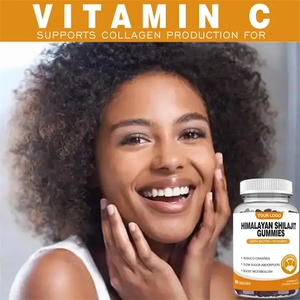 Gomitas <span class=keywords><strong>de</strong></span> Shilajit Puro del Himalaya OEM, Sabor a Cereza Negra Orgánica, 60 Veganas, Apoyo Inmunológico para Adultos, 2 Gomitas Diarias - Product Image 4