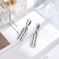 Anting Perak S925 EK68 Model Lingkaran Sederhana Bergaya Vintage Minimalis dengan Desain Huruf Panjang, Serbaguna dan Stylish.