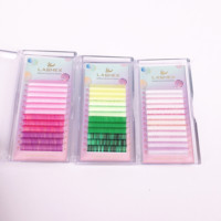 Extensions de cils en soie de couleur mate, étiquette privée, volume, fournitures d'extensions de cils colorées