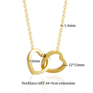 Collana di Moda in Vendita, Placcata in Oro 18K PVD, Acciaio Inossidabile con Doppio Cuore Cavo, Ciondolo per Donna - Product Image 6