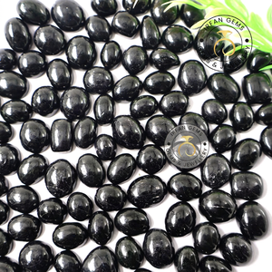 Turmalina Negra Natural Cabujón Pulido con Base Plana para Joyería, Envoltura con Alambre, Sanación, Turmalina Negra - Product Image 4
