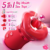 Vibrateur rechargeable USB 5 en 1, vibrateur langue rose, jouet sexuel, jouet vibrant pour homme