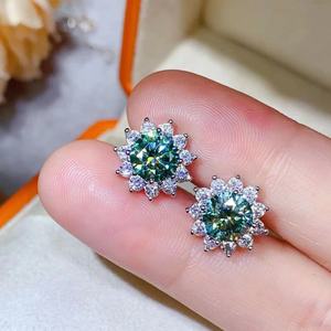 1ct 2ct Vvs Gra сертифицированное 925 Ожерелье из стерлингового серебра серьги кольцо зеленый Муассанит комплект ювелирных изделий для женщин - Product Image 3