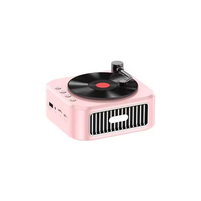 2025 High Quality Classical Mini Turntables BT Speaker Portable Home Decoration Sound Stereo Charging Power Source Microphone