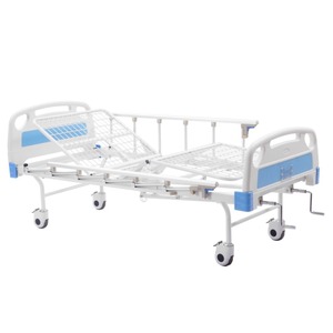 Lit médical multifonctionnel blanc pour adultes et personnes âgées avec mécanisme à double manivelle - Product Image 1