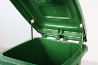 Poubelle extérieure de 120 litres, poubelle à roulettes en HDPE, poubelles en plastique avec pédale