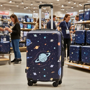 Valise <span class=keywords><strong>de</strong></span> <span class=keywords><strong>voyage</strong></span> à roulettes élégante et résistante à l'eau en ABS+PC, avec impression personnalisée <span class=keywords><strong>de</strong></span> planètes, coque rigide - Product Image 6