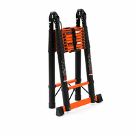 Échelle télescopique portable en acier au carbone avec marches réglables robustes, rangement facile pour usage domestique et extérieur, OEM et couleur personnalisée
