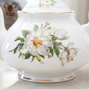 Lingge — service à thé en porcelaine, <span class=keywords><strong>théière</strong></span> en céramique à motif de fleurs sous glaçure, ensemble de tasses <span class=keywords><strong>et</strong></span> soucoupes, 15 pièces - Product Image 6