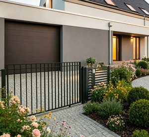 <span class=keywords><strong>Portail</strong></span> cantilever vertical contemporain - Acier noir thermolaqué pour maisons modernes - Product Image 2