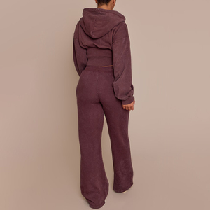 Sweat-shirts en coton de haute qualité, vente en gros, grandes tailles, pull-overs, sweats à capuche unis, ensemble pour femmes - Product Image 2