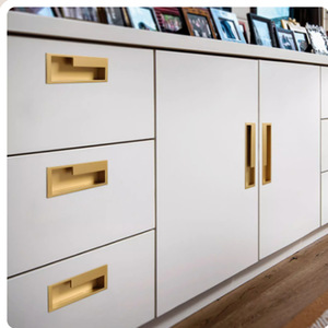 Modern Recessed Cabinet Handle Aluminum Alloy Rectangle <b>Black</b> Gold Concealed Door Pull For Wardrobe Cabinet - Product Image 4