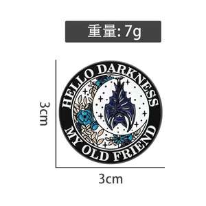 เข็มกลัดโลหะผสมสังกะสีชุบดำแบบนิกเกิล ลายเพลงพื้นบ้านแนวกอธิค ค้างคาว ดอกไม้  ต้อนรับความมืด  เพื่อนเก่าของฉัน - Product Image 5