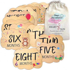 Cartes mensuelles en bois pour les étapes importantes du nouveau-né, panneau commémoratif du premier mois de vie du bébé, plaque en bois pour les étapes importantes. - Product Image 1