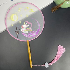 Fatingna Vintage Chinese Style Double-Sided Hand Fans with Suzhou Embroidery Cross-Stitching & Needlework Crafts