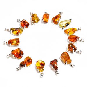 Collar con Colgante de Gema de Ámbar, Plata de Ley 925, 18 Pulgadas, Cristal Curativo, Joyería de Boda, Engaste de Bisel, Color Dorado - Product Image 3