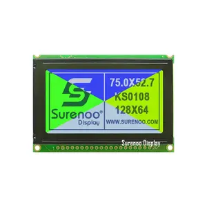 B2B-2.42" 75.0X52.7MM 12864 128*64 KS0108 Graphic Matrix LCD Module Display Screen Panel with LED Backlight