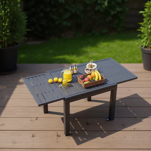 Mesa de Comedor para Exteriores con Marco de Aluminio, Mesa de Patio Retráctil para 4-6 Personas, Diseño Contemporáneo Impermeable - Product Image 2