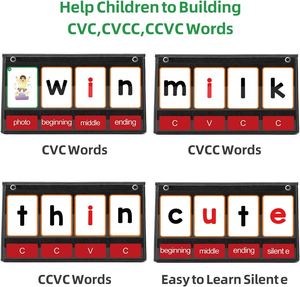 Classroom Desktop Pocket Chart CVC Word <b>Builder</b>, Kids Phonics Learning Toy for Preschool Learn Reading CVC CVCC CCVC Words - Product Image 5