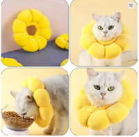 Collier de récupération de luxe pour chat, petit modèle, imprimé tournesol adorable, réglable, pour protection post-chirurgicale et cicatrisation des plaies, en polyester