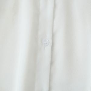 Blusas Holgadas de Moda Casual para Mujer, Blancas, de Manga Larga, Sedosas y Transpirables, con Cuello Camisero, Manga Trompeta y Botones con Lazo - Product Image 3